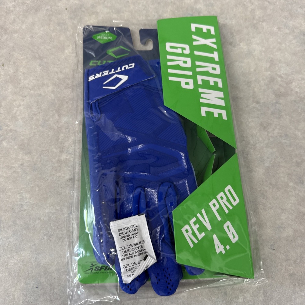 Cutters Rev Pro 4.0 Receiver Football Gloves Solid Royal‎ Blue Adult- Medium NEW
